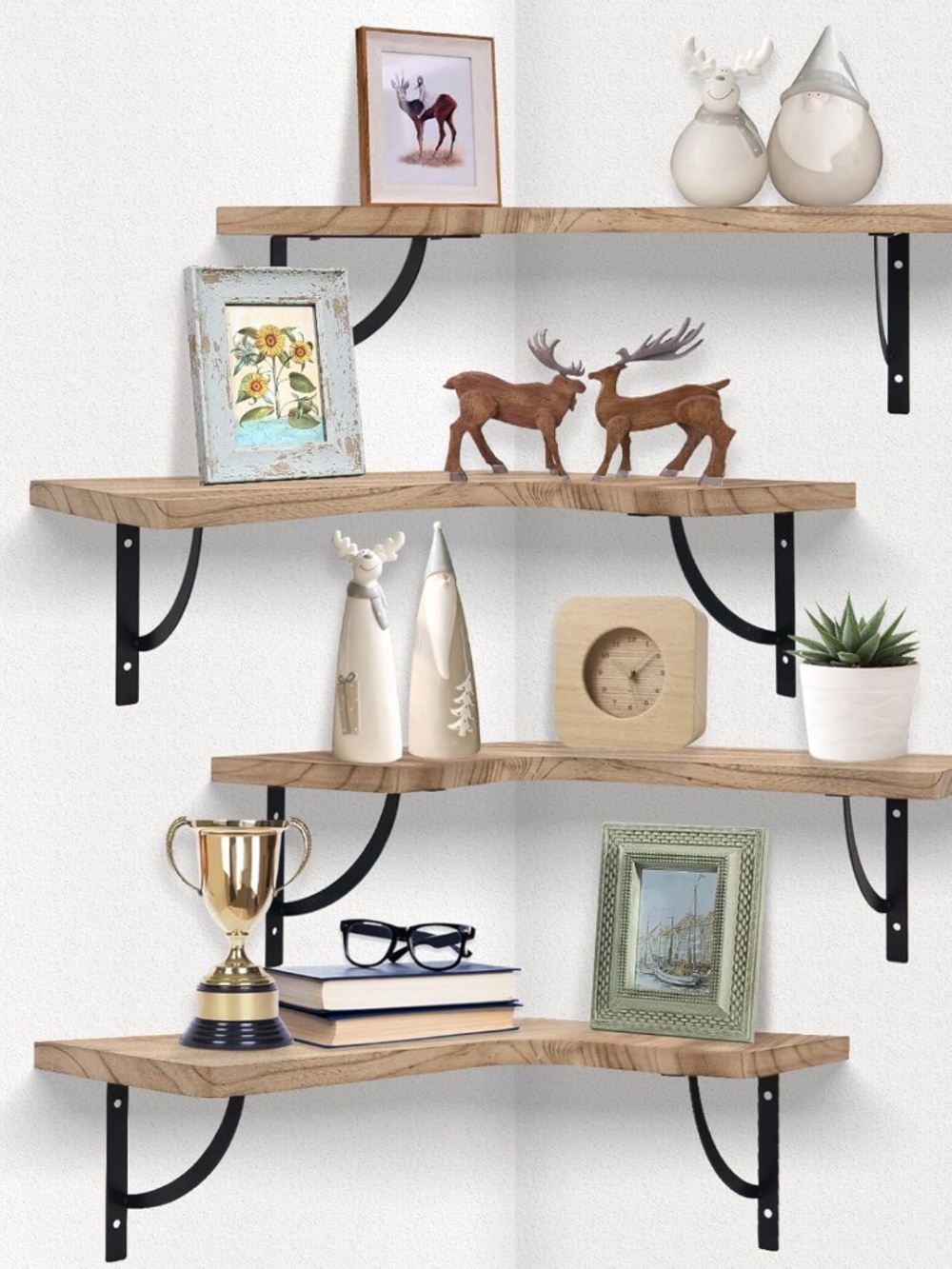 Corner Floating Shelves Wall Mounted Set of 4
